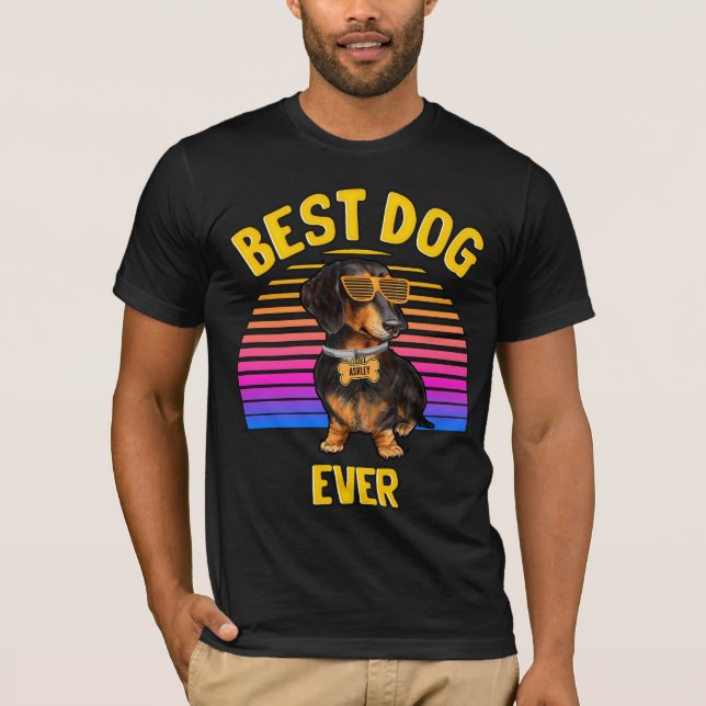 Camiseta Melhor Cachorro De Dachshund Retro (Frente)