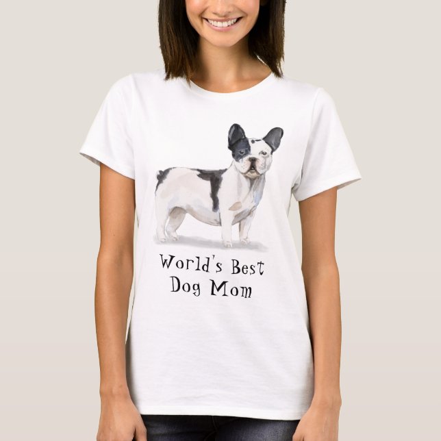 Camiseta Melhor Cachorro do Mundo Mãe Aquarela Cachorro Fra (Frente)