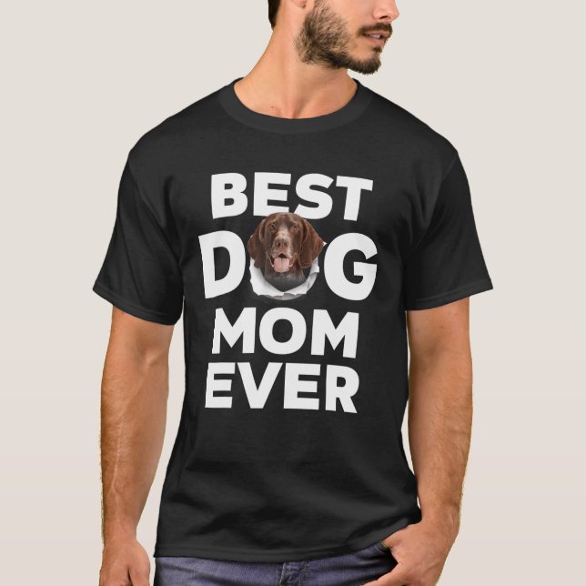 Camiseta Melhor Cachorro Mãe Alguma Vez Alemã Pôr Ponteiro  (Frente)