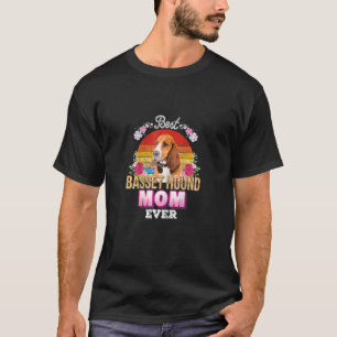 Camiseta Melhor Cachorro Mãe Alguma Vez Basset Hound Floral