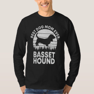 Camiseta Melhor Cachorro Mãe Alguma Vez Retro Basset Hound 