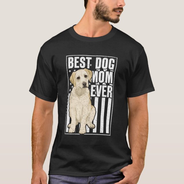 Camiseta Melhor Cachorro Mãe De Labrador Amarelo Retriever  (Frente)