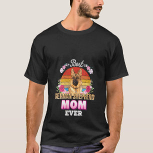 Camiseta Melhor Cachorro Mãe German shepherd Ré Floral