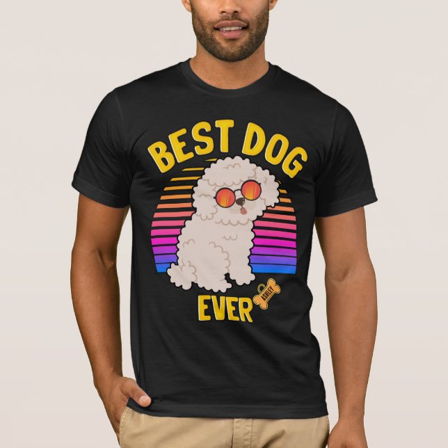 Camiseta Melhor Cachorro Poodle de Todos os Tempos Retrô (Frente)
