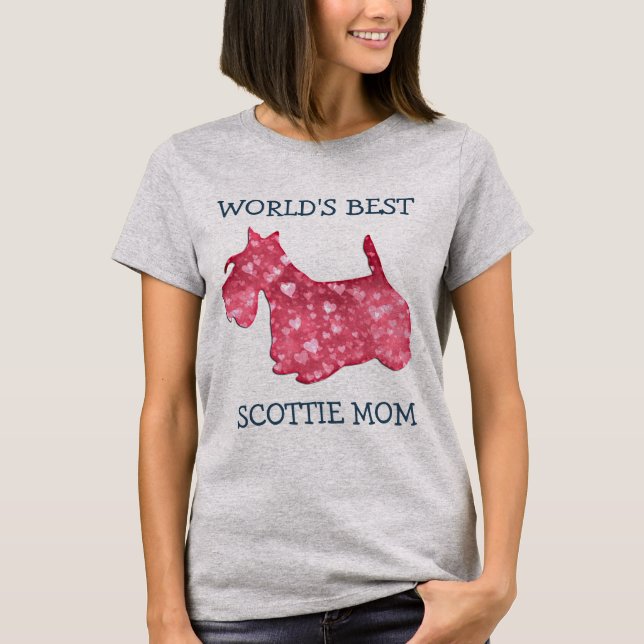 Camiseta Melhor Cachorro Scottie Mãe Heart (Frente)