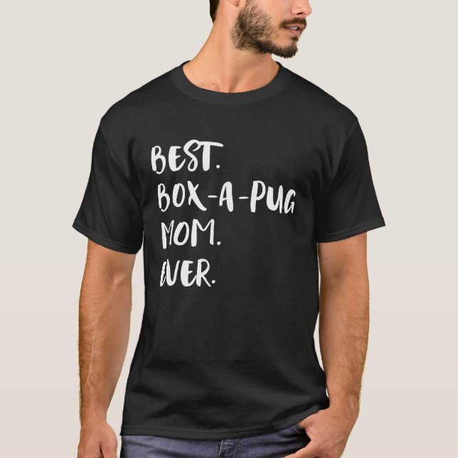 Camiseta Melhor Caixa de Pug Mãe de Boxapug Boxer Pug Mi (Frente)