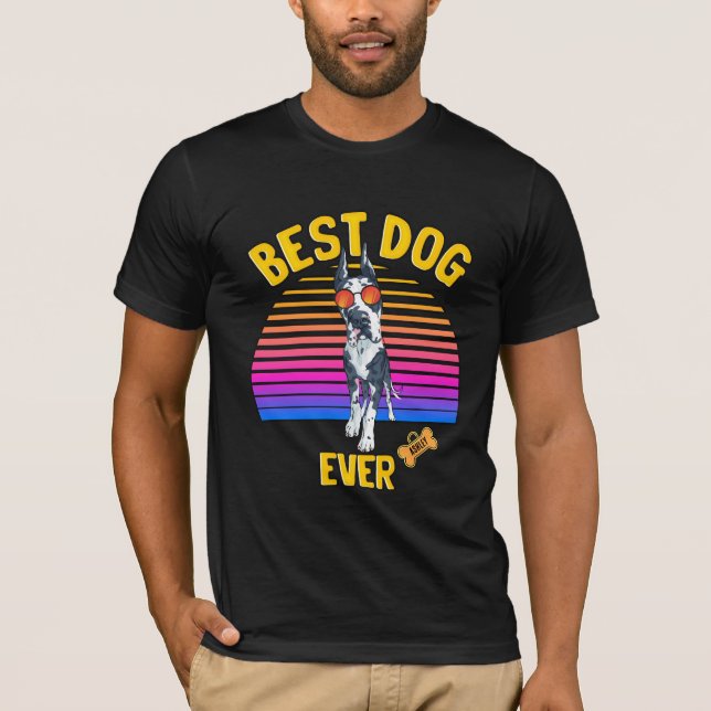 Camiseta Melhor Cão Dogue Alemão de Todos os Tempos Retro (Frente)