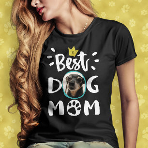 Camiseta Melhor Cão Mãe Pet Photo Paw Imprimir Texto Branco