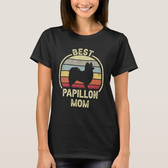 Camiseta Melhor Cão Mãe Vintage Papillon (Frente)