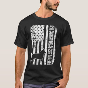 Camiseta Melhor Cardigan Welsh Corgi Pai Americano Bandeira