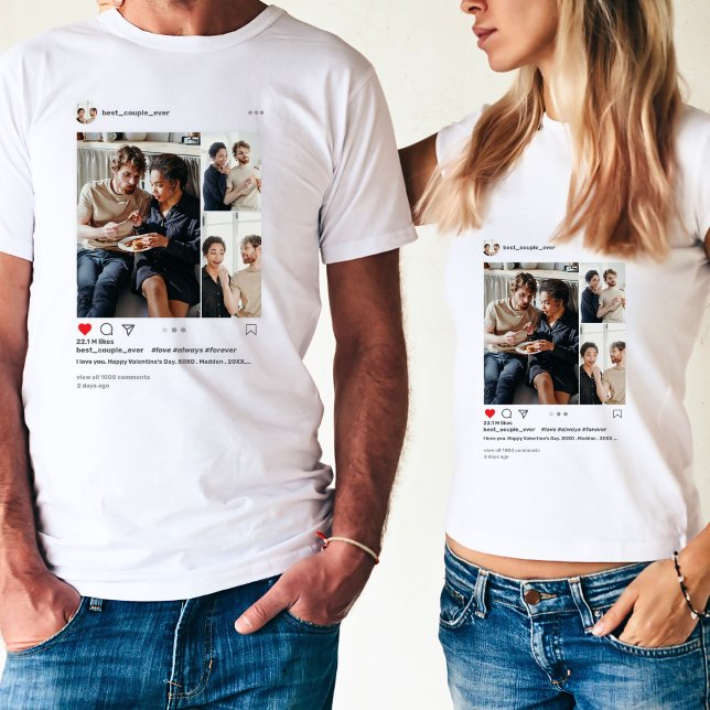Camiseta Melhor Casal de Colagem de Fotografias Moderno 3 N (Criador carregado)