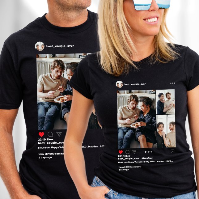 Camiseta Melhor Casal de Colagem de Fotografias Moderno 3 N (Criador carregado)