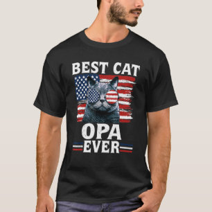 Camiseta Melhor Cat Opa Ever American Flag Patriótico 4º De
