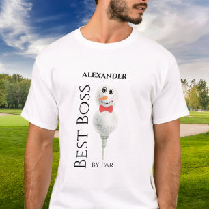 Camiseta Melhor Chefe de Par: Golf Ball Snowman Red Bowtie