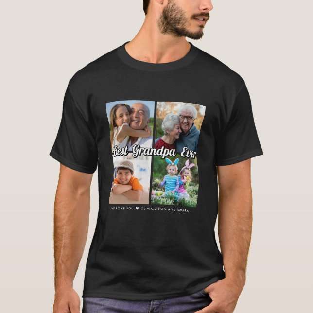 Camiseta Melhor Colagem de Fotografias do Avô Ever 4 Person (Frente)