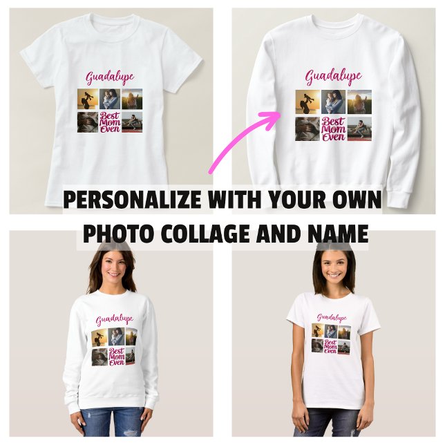 Camiseta Melhor Colagem de Fotos da Mãe (Best Mom Ever Mother's Photo Collage T-Shirt)