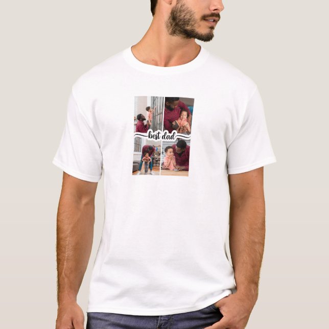 Camiseta Melhor Colagem de Fotos Personalizada do Pai 4 (Frente)