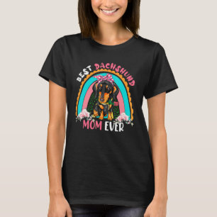Camiseta Melhor Dachshund Mãe Cachorro-Arco-Íris Cachorro C