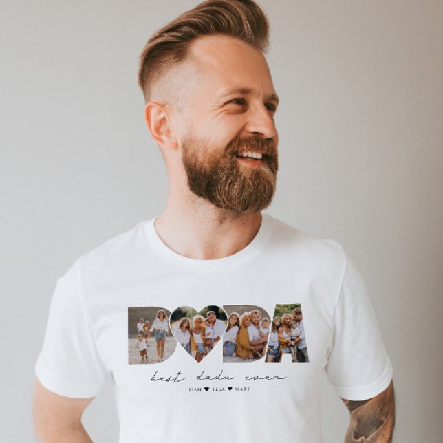 Camiseta Melhor Dada de 4 Colagem de Fotografias Primeiro D (Criador carregado)
