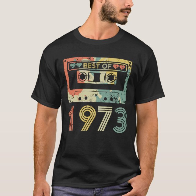 Camiseta Melhor de 1973 - Fitas de Cassete retrô da década  (Frente)