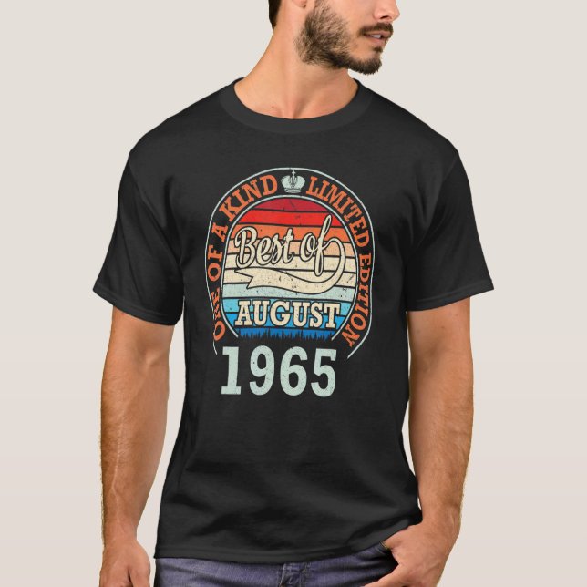 Camiseta Melhor De Agosto De 1965 Um De 57 Anos (Frente)