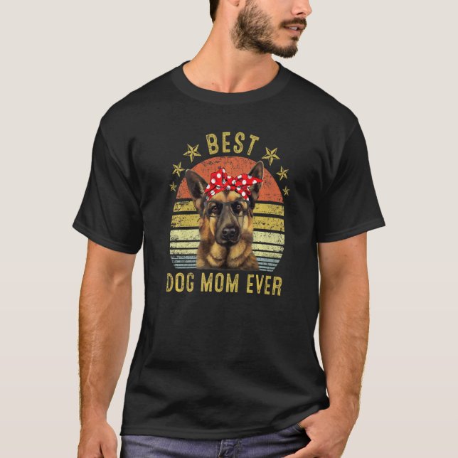 Camiseta Melhor Dia de as mães De German shepherd Da Mãe (Frente)