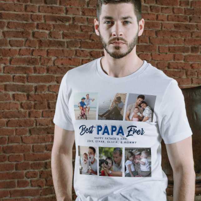 Camiseta Melhor Dia de os pais de Colagem de Fotos do Melho (Easily personalize this photo collage T-shirt design for a gift he'll treasure!)