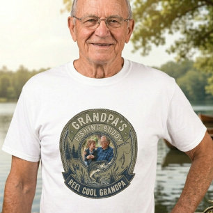 Camiseta Melhor distintivo de foto de avô e neto pescando c