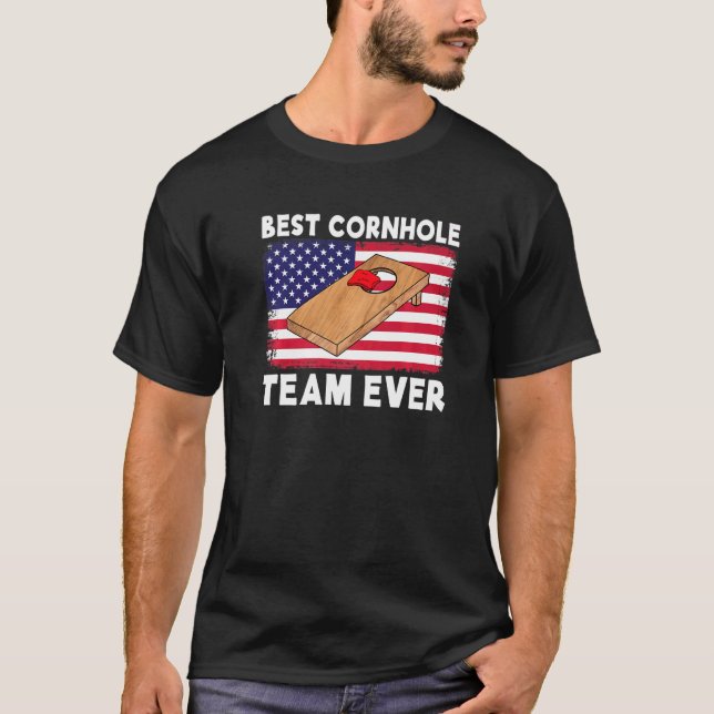 Camiseta Melhor Equipe Da Cornhole Ever Cornhole Team Bean  (Frente)