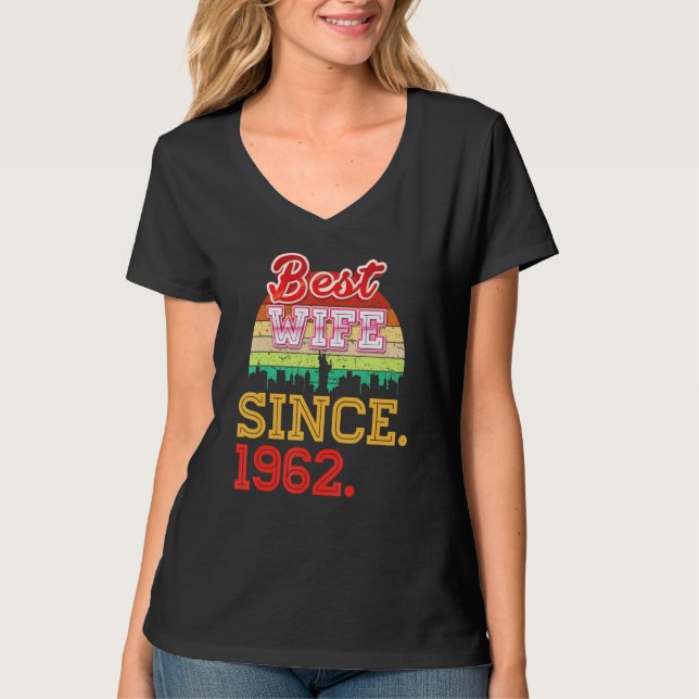 Camiseta Melhor Esposa Desde 1962 60º Aniversário de Casame (Frente)