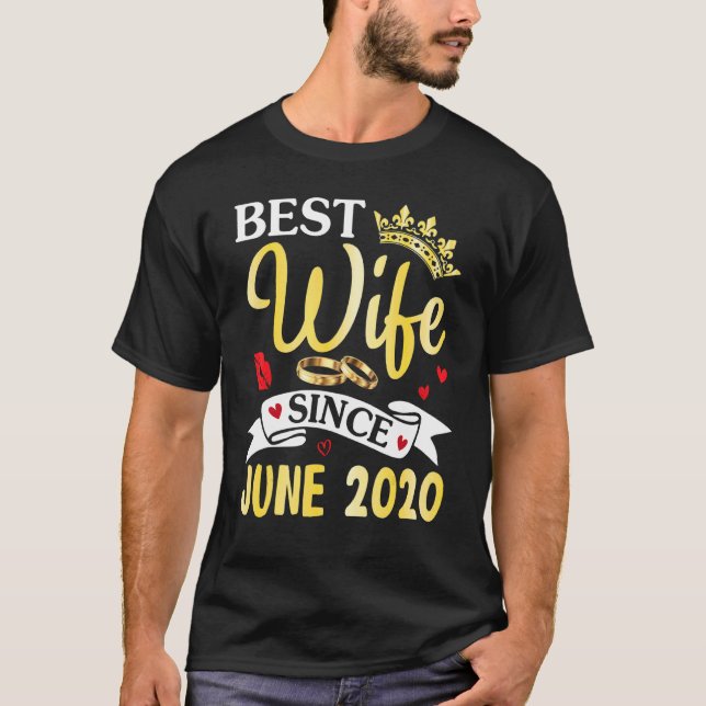 Camiseta Melhor Esposa Desde Junho De 2020 Feliz Anniversar (Frente)