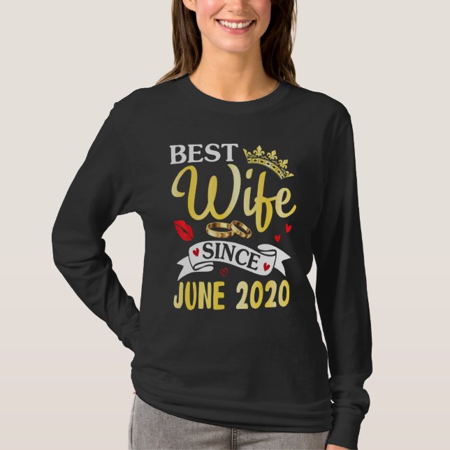 Camiseta Melhor Esposa Desde Junho De 2020 Feliz Anniversar (Frente)