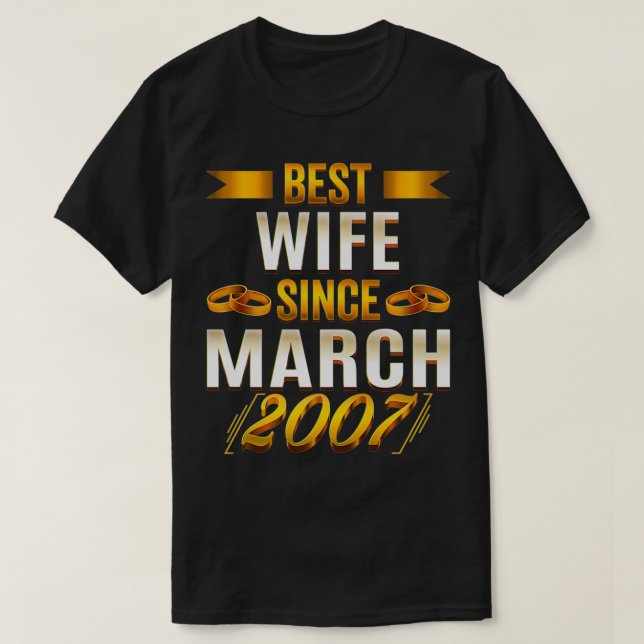 Camiseta Melhor Esposa Desde Março De 2007 15 (Frente do Design)