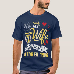 Camiseta Melhor Esposa Desde Outubro De 1999. Feliz Casado