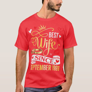 Camiseta Melhor Esposa Desde Setembro de 1991 Feliz 31 Anos