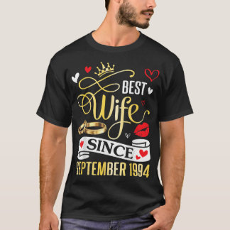 Camiseta Melhor Esposa Desde Setembro de 1994 Feliz Casamen