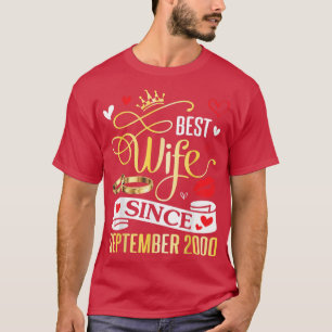 Camiseta Melhor Esposa Desde Setembro De 2000 Feliz Casado