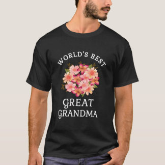 Camiseta Melhor Excelente Vovó Flor Rosa Rosa Pêssego