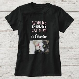 Camiseta Melhor foto de mãe de gato adicionar nome rosa bra