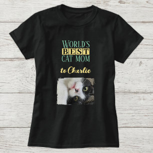 Camiseta Melhor foto de mãe de gato adicionar nome verde am