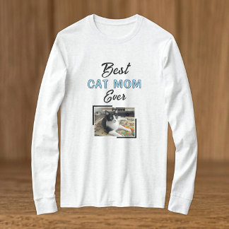 Camiseta Melhor foto de Mãe de Gato preta azul