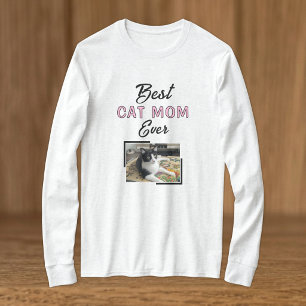 Camiseta Melhor foto de Mãe de Gato preto rosa