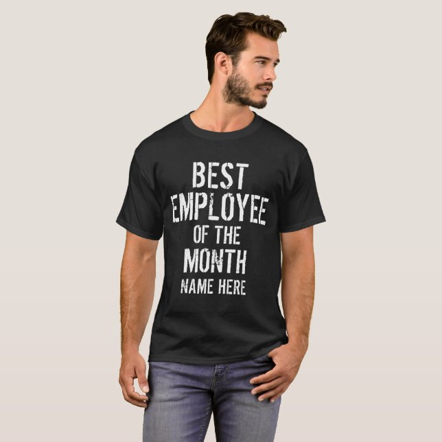 Camiseta MELHOR FUNCIONÁRIO DO MÊS PERSONALIZAR T-Shirt (Frente Completa)