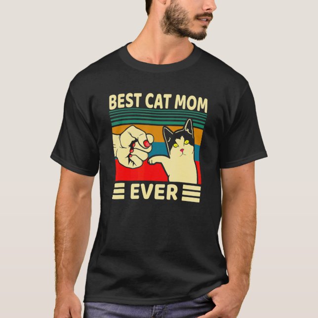 Camiseta Melhor Gato Mãe Alguma Vez Mulheres Vintam Ajustad (Frente)