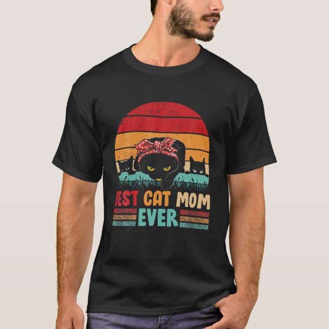 Camiseta Melhor Gato Mãe De Alguma Vez Retrora Gatinhos De  (Frente)
