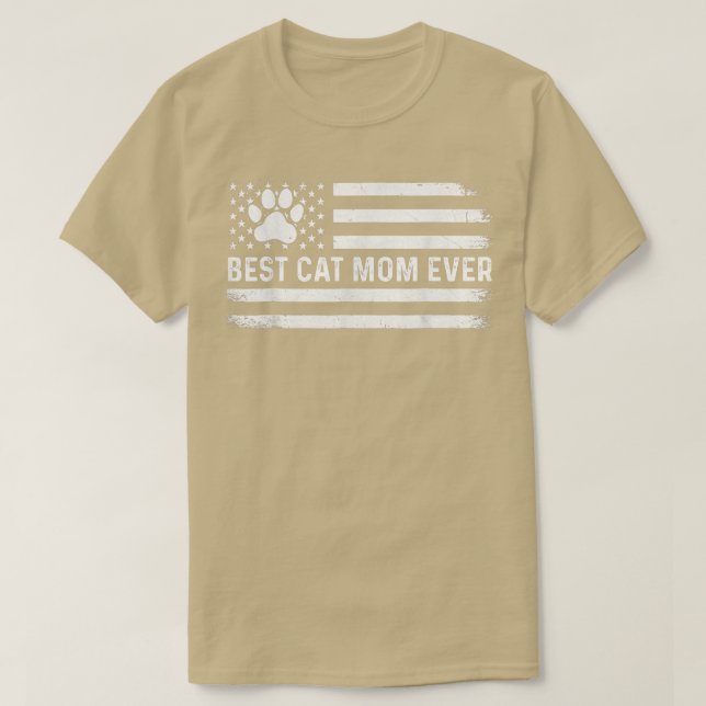 Camiseta Melhor Gato Mãe De Bandeira Americana Adora Engraç (Frente do Design)