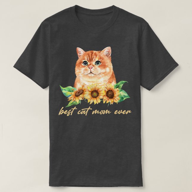Camiseta Melhor Gato Mãe De Gato De Girassol Canto  (Frente do Design)