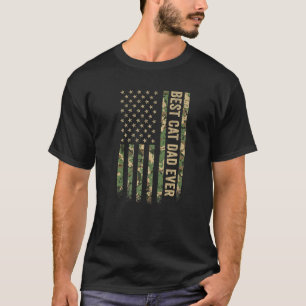 Camiseta Melhor Gato Pai de Todos os Tempos Bandeira Americ