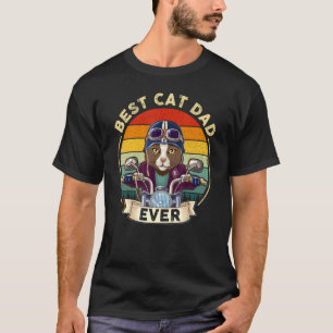 Camiseta Melhor Gato Papai Eterno Gato Pilotando Moto Fa
