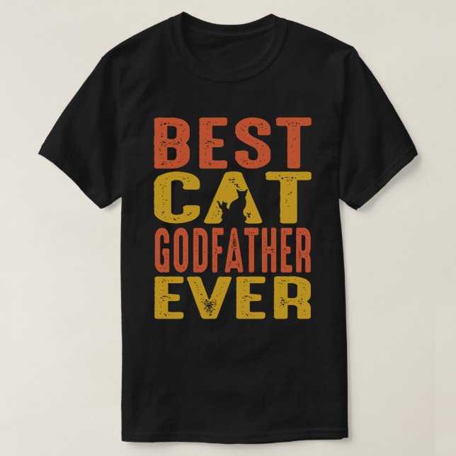 Camiseta Melhor GODFATHER Cat Alguma Vez Retro Vintage (Frente do Design)